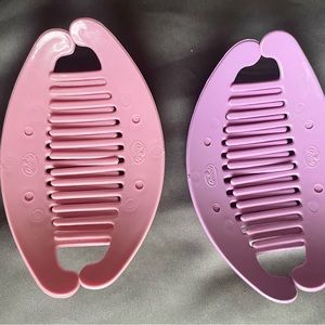 Vintage Goody 1980s TZERS Hair Cincher Comb Banana Clip 5” 80's pink and purple